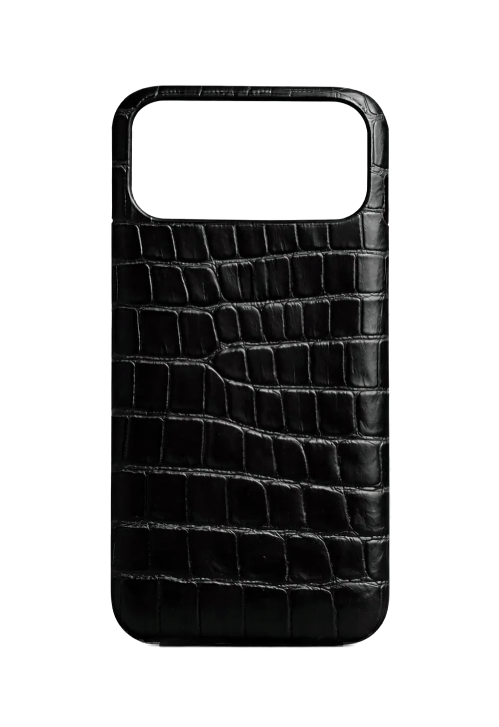 The finished Black Card crocodile case, studio photograph